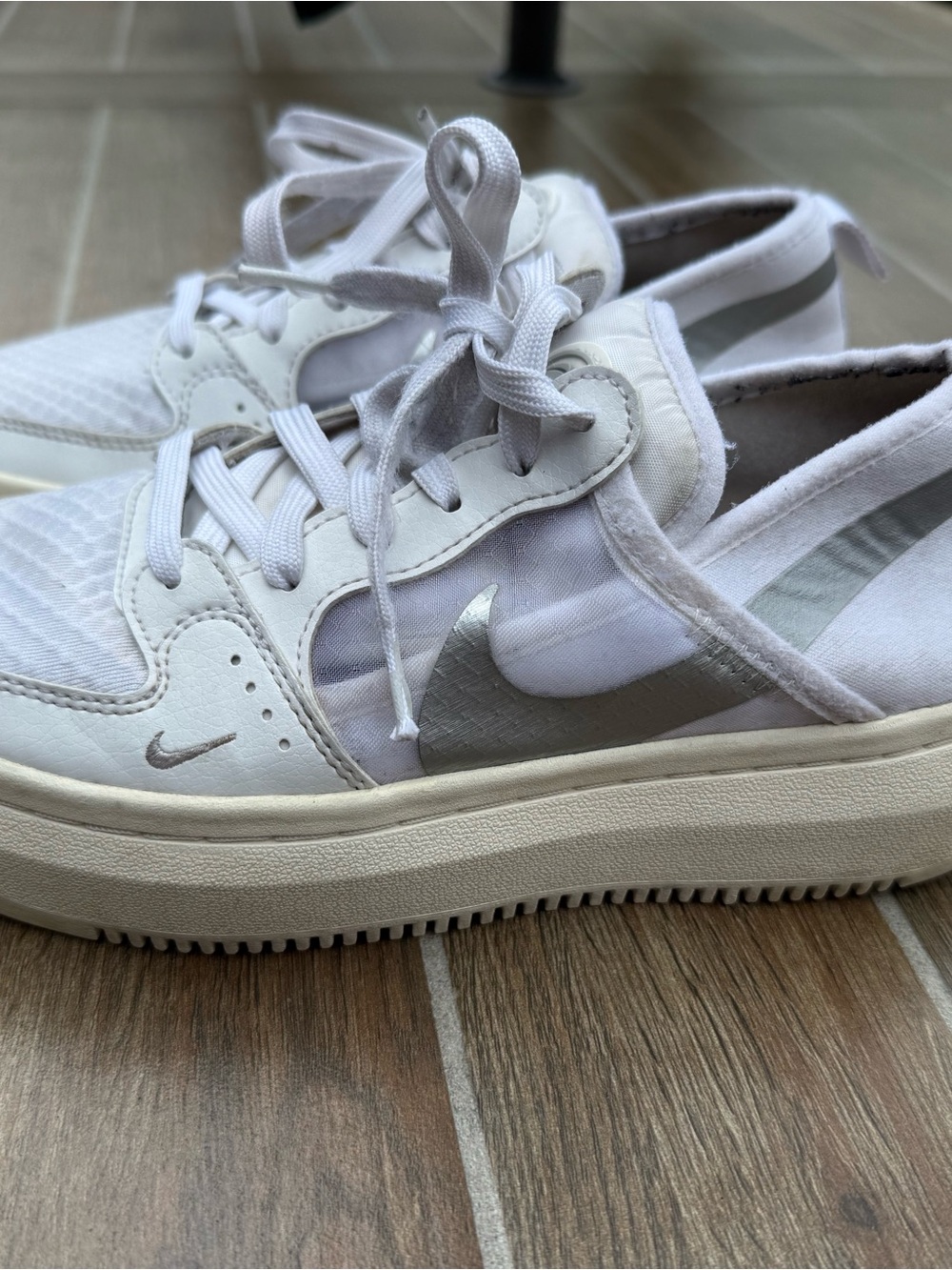 Nike Court Vision Alta with silver metallic